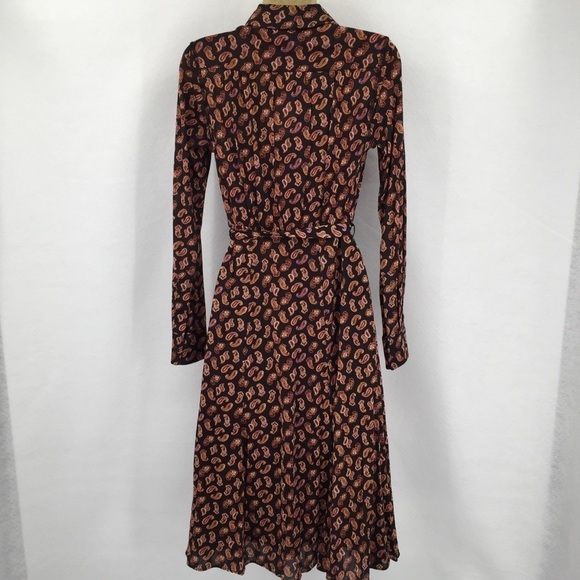 DVF Diane von Furstenberg Andi Tie Paisley black shirtdress midi new XXS 0 00 - Picture 4 of 5